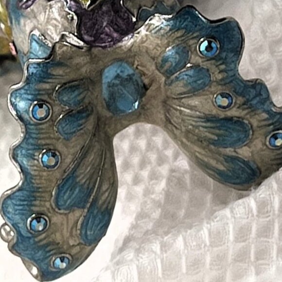 Vintage Blue Y2K Brass Enamel & Stones Butterfly Perfume Bottle 2004, 3.5 * 2.5 - Picture 5 of 6